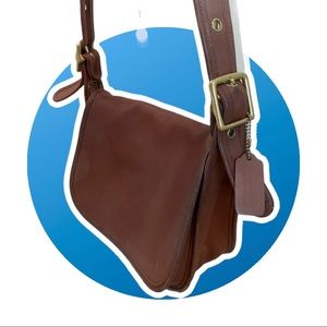 Vintage Brown Leather Coach Messenger Bag